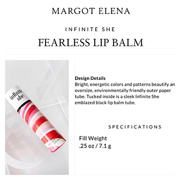3️⃣NEW Margot Elena LIP BALMS Infinite She 💯% NATURAL FEARLESS Rosehip Hibiscus - Picture 4 of 12
